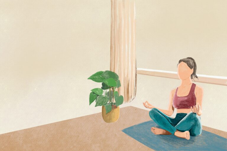 Ilustracja odprężenia i rozluźnienia - metafora pracy z ciałem według metody Lowena dla osób z Łodzi